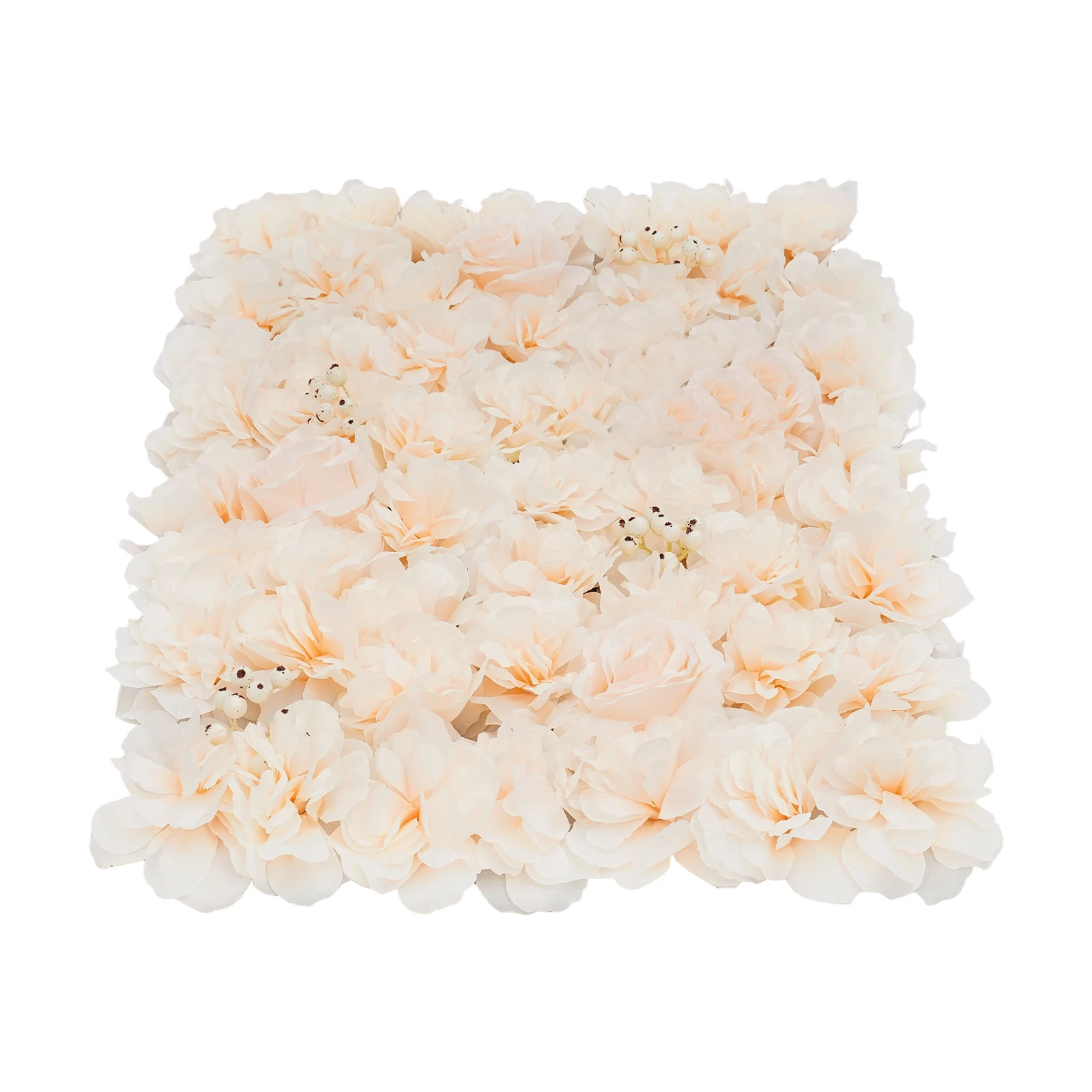 6-teiliges Set Pflanzen-Blumen-Wand Bestickte Kugel Künstliche Blumenwand-Platte Weiß Frucht+Hell-Champagner Prachtvolle Rose – Detail 19