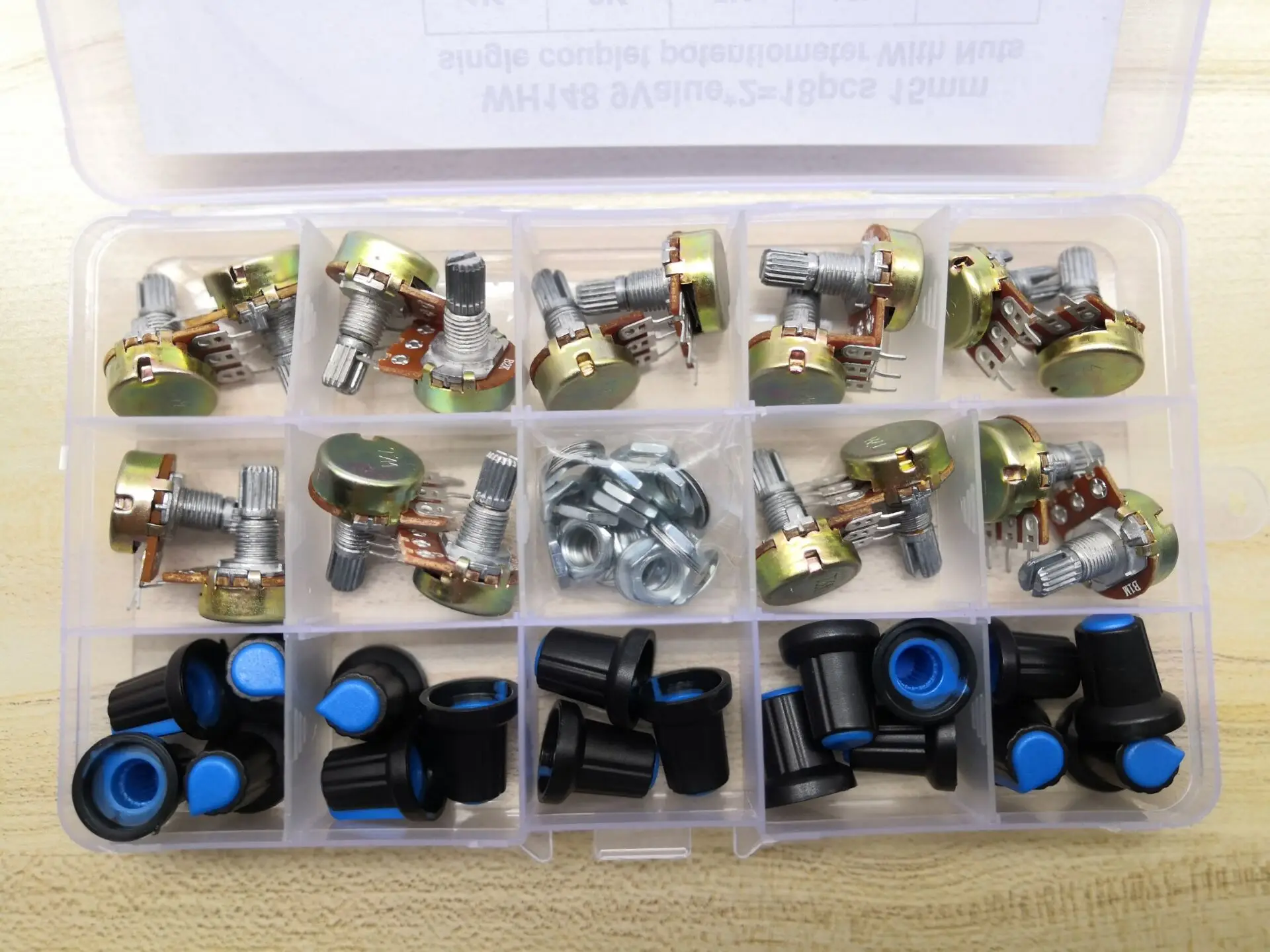 Kit de resistencia Wh148 de 18 piezas, potenciómetro ajustable giratorio de volumen, B1K, B2K, B5K, B10K, B20K, B50K, B100K, B500K, B1M, 9value * 2 piezas