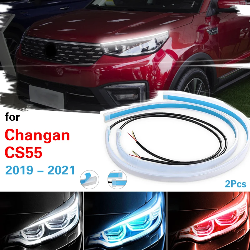 

Car Daytime Running Light Flexible Waterproof Flow DRL LED Strip For Changan CS55 2019-2021 Auto Headlights Turn Signal Lamp 12V