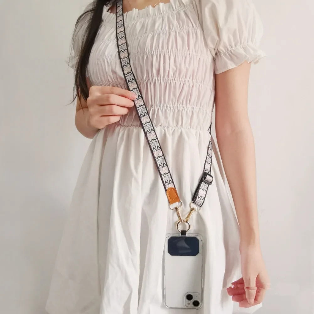 

Длинный широкий регулируемый ремешок для телефона с металлической пряжкой, съемный съемный ремешок для телефона через плечо, ремешок для мобильного телефона через плечо