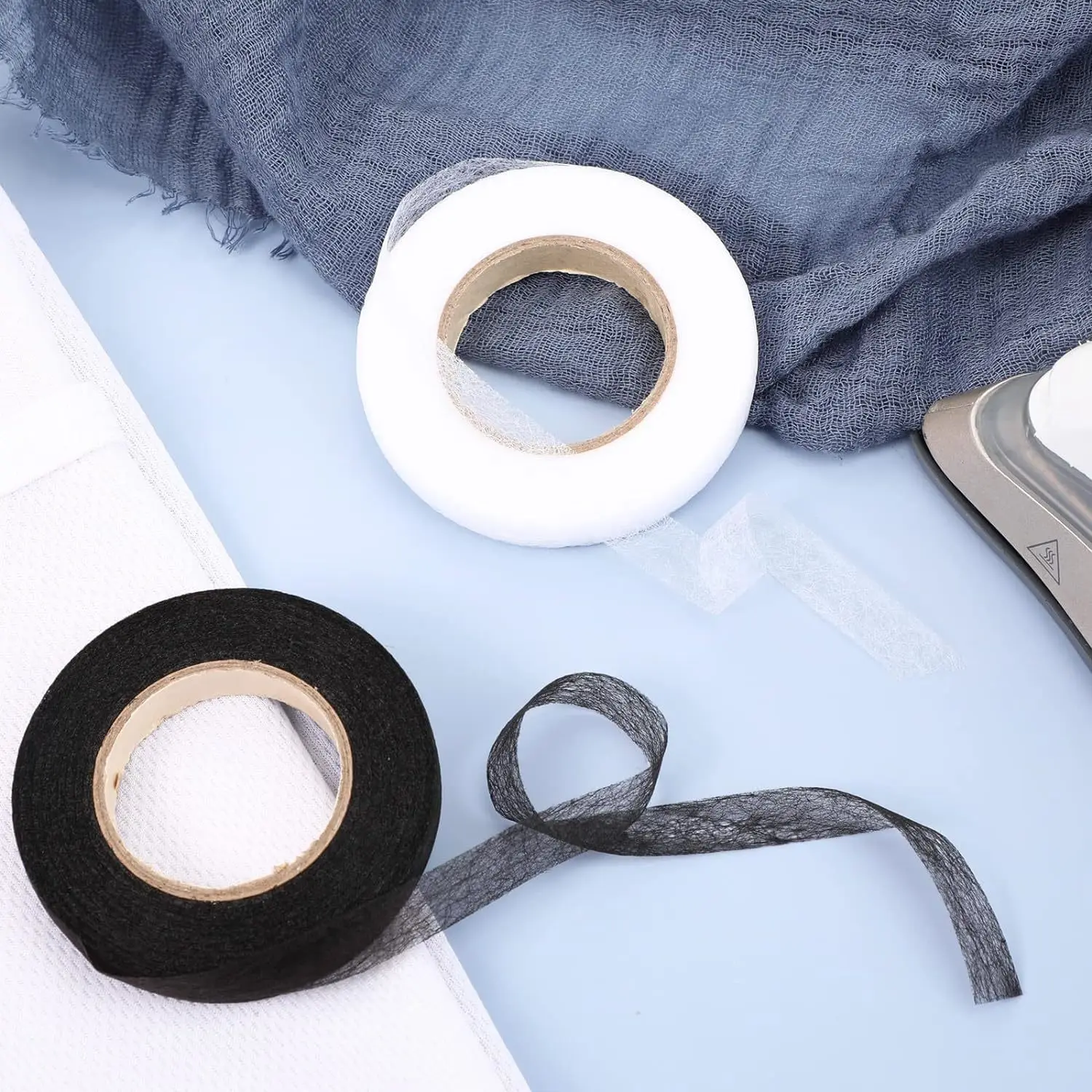 Fabric Fusing Tape Double Sided 1cm/1.5cm/2cm/2.5cm/3cm White Color Non Woven Lightweight Adhesive Lining Used For  Diy Clothing