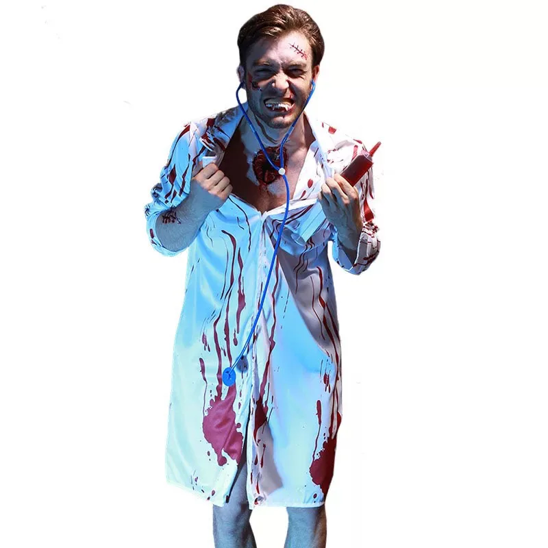 Adults Men Halloween Party Cosplay Bloody Horror Male Doctor Costume