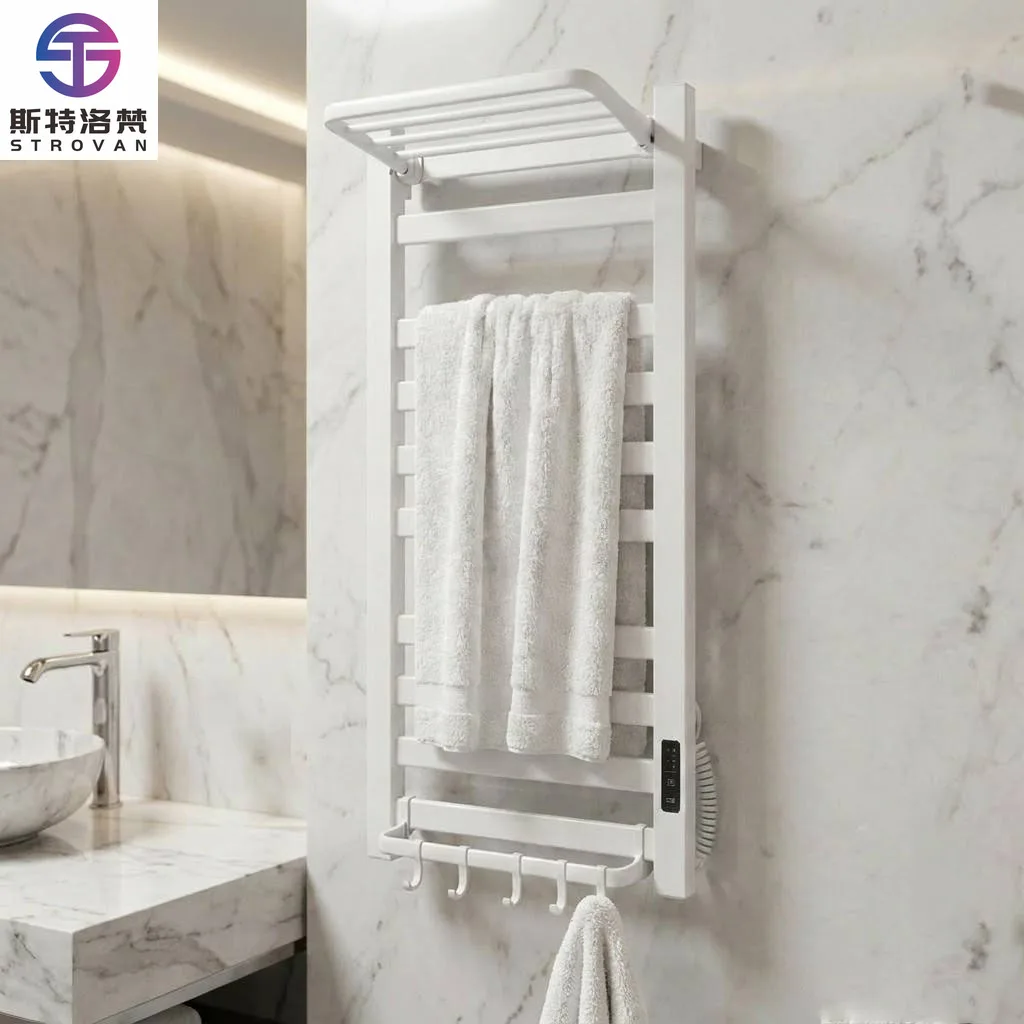 Smart Electric Heated Towel Rack Wireless App Control LCD Touch Screen 10-Bar Towel Warmer for Hotel Bathroom Use Wall-Mounted