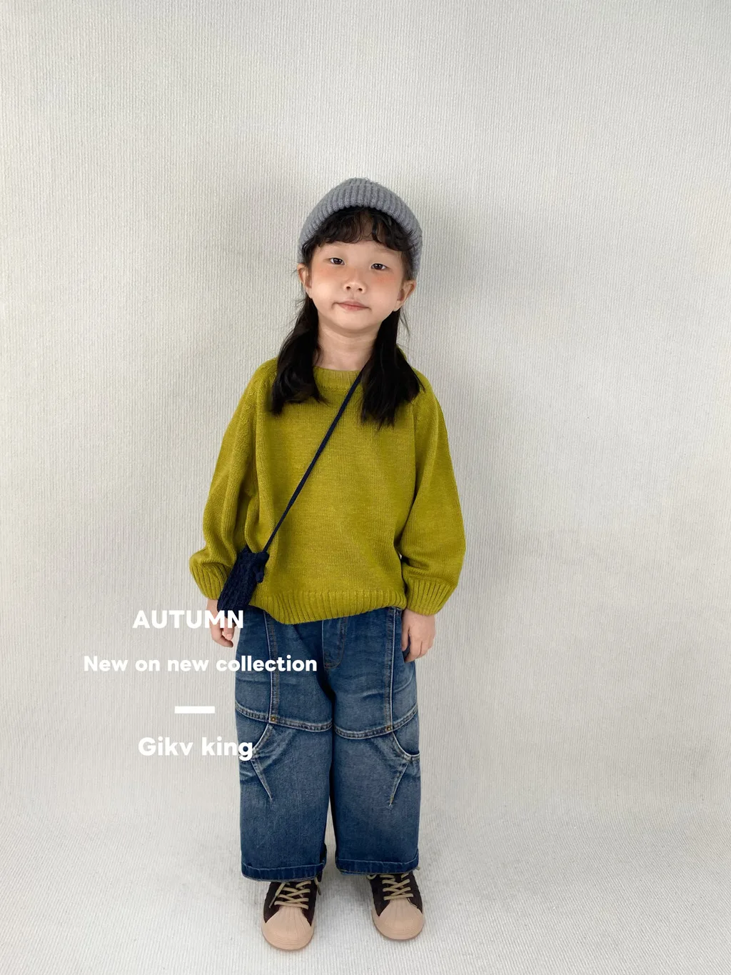 Knit sweater raglan sleeves crew neck loose fit long sleeves pullover style boys grils children autumn winter new korean casual