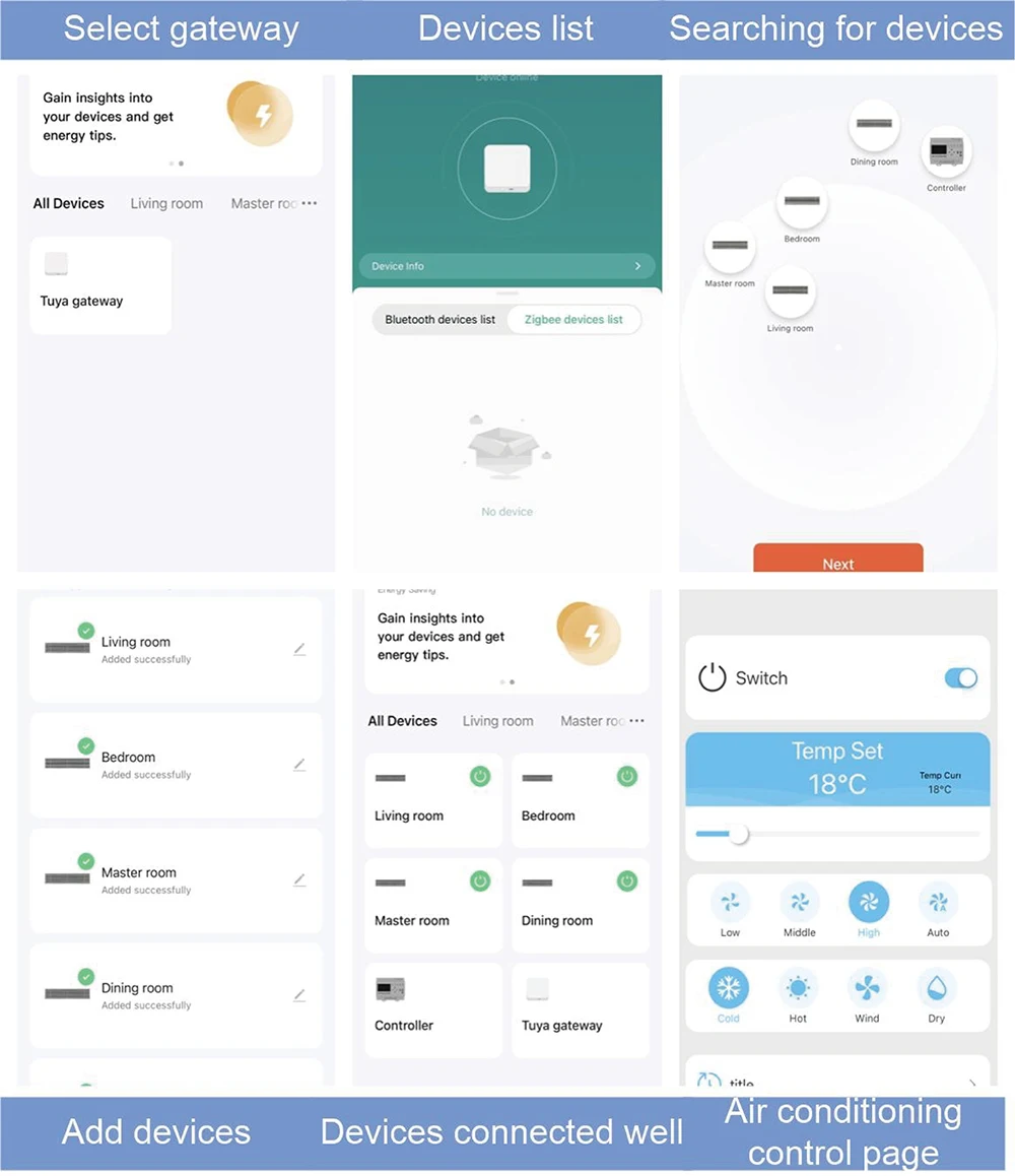2024     Smart Home V    Central Air Conditioning Controller Wifi Zigbee Gateway APP Remote Voice Control IPS Display Bar Design