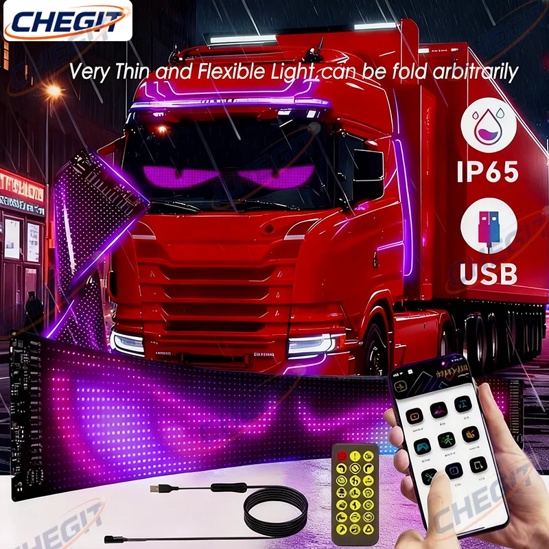 

Shop Reminder Light big truck Light Truck eyes Matrix Pixel Panel Display Screen Flexible Car Graffiti Scrolling Text Animation