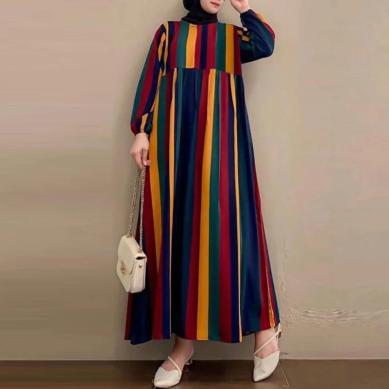 

Patchwork Striped Dubai Turkish Muslim Abaya Islamic Jalabiya Dresses Women Ramadan Eid Abayas Caftan Kaftan Elegant Vestidos