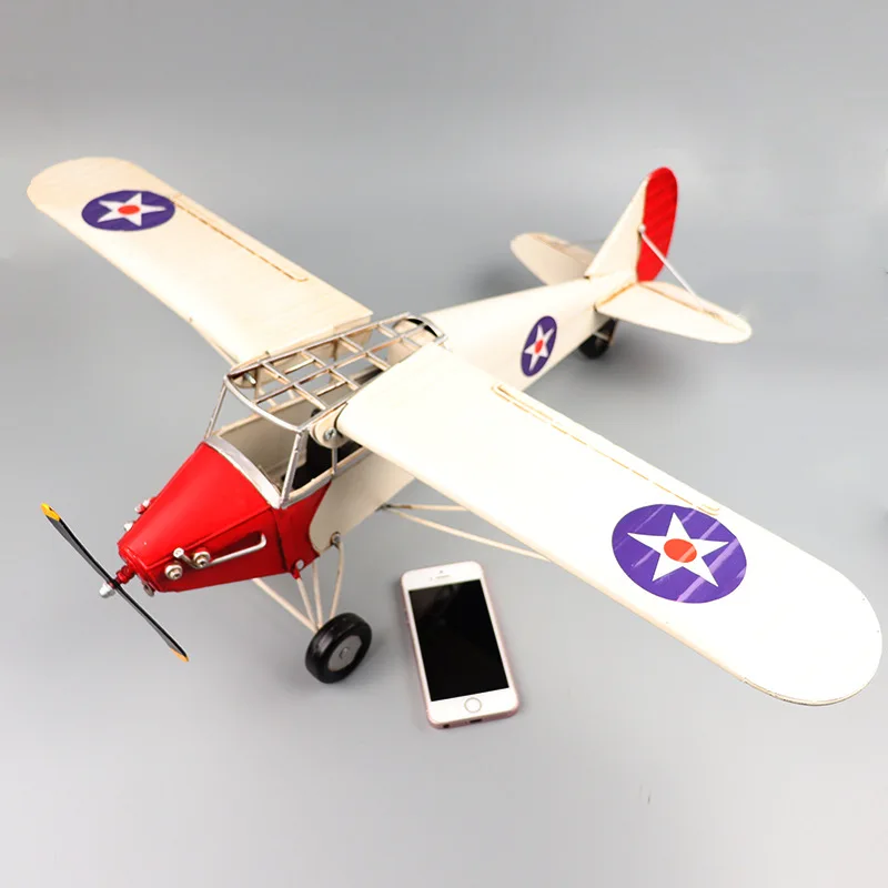 American propeller aircraft model tin handicrafts living room window cabinet collection ornament pendant