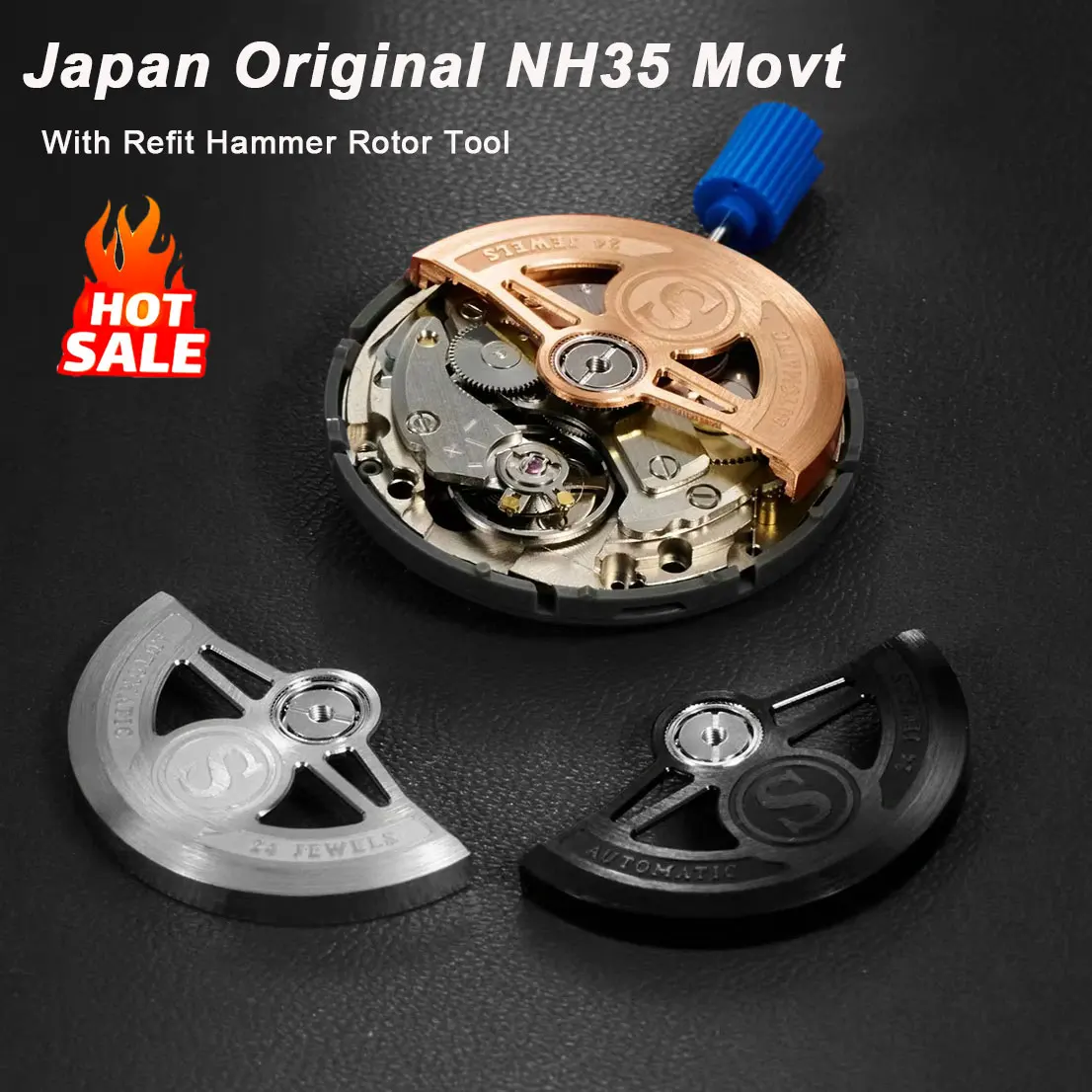 NH35 Movement Modified Mod Set Crown At 3.0 Nh35A Date Automatic Hammer Rotor Pendulum Mechanical Watch Repair Tool Refit Parts