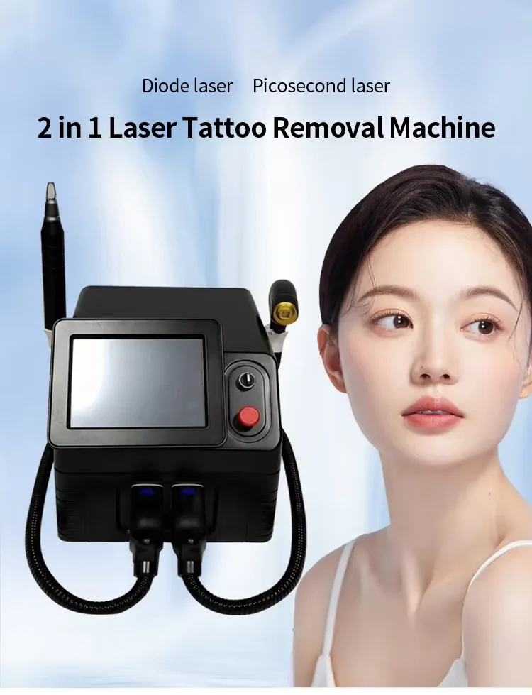 

2 IN 1 755nm 808nm 1064nm Diode Laser Hair Removal Machine Laser NDYAG Picosecond Tattoo Removal Machine 2024