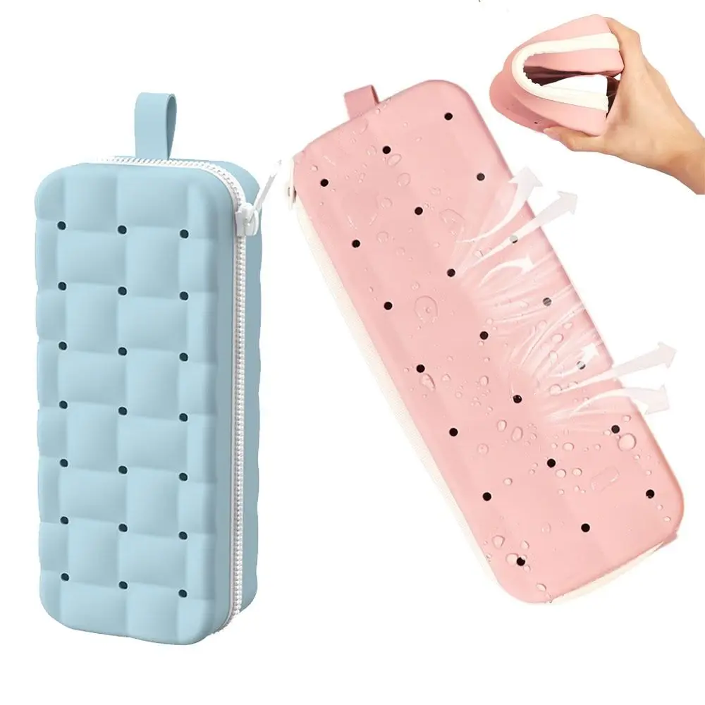 

Large Capacity Silicone Goggles Case Breathable Drain Hole Swimming Glasses Box Foldable Shockproof Portable Goggles Bag