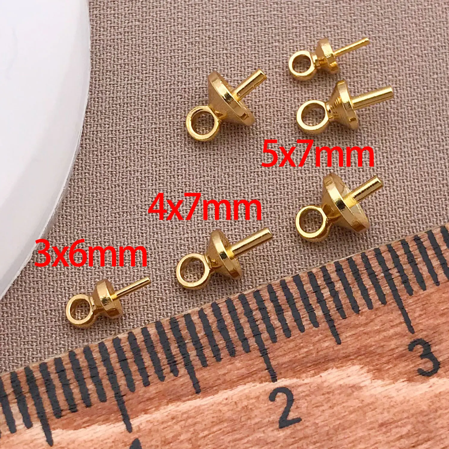 100pcs Genuine Gold Thick Silver Platinum Pearl Half-Hole Pin Sheep's Eye Pin DIY Necklace Bracelet Jewelry Accessories