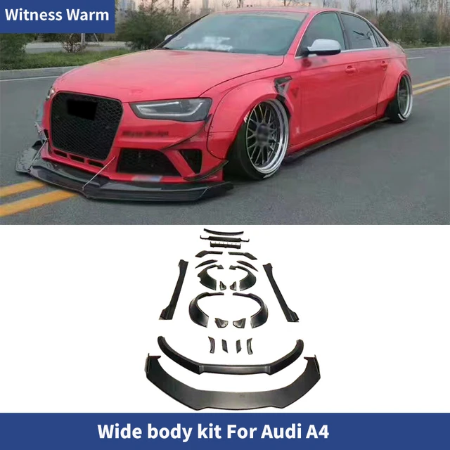 For Audi A4 B8.5 FRP Carbon Fiber Wide Body Kit Front Bumper Lip Rear  diffuser Spoiler Wings Side Skirts Wheel Eyebrows Fender - AliExpress 34