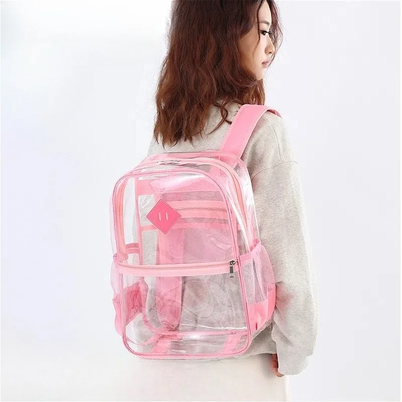 Backpack Waterproof Transparent School Bag Girl Large Capacity Backpack Solid Clear Backpack Men Fashion Transparent Plastic Bag