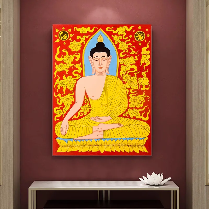Sitting Buddha hand-painted corridor decorative painting Thai massage hall soft decoration mural