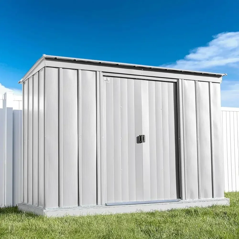 Classic 10' x 4' Outdoor Padlockable Steel Storage Shed Building, lute Grey