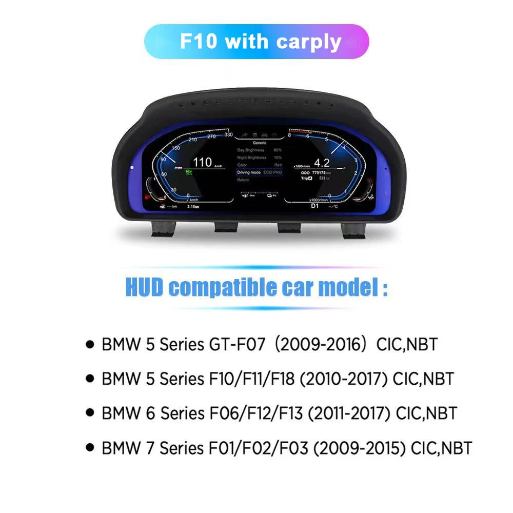 12,3'' Digitaal Dashboard voor BMW F07 F10 F11 F06 F12 F13 F01 F02 F03 LCD Dashboard Paneel Snelheidsmeter Virtuele Cockpit Instrument