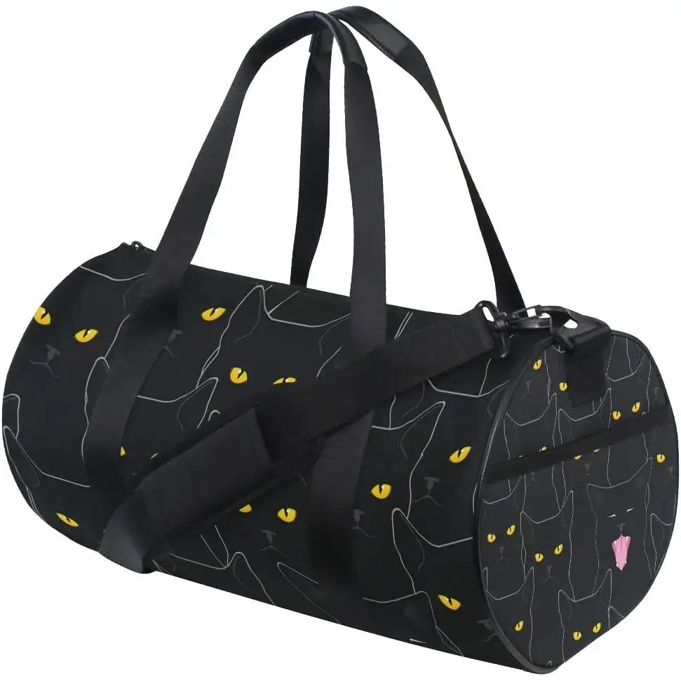 

Black Cats Duffel Bag Canvas Travel Bag for Gym Sports and Overnight Large Capacity Gym Travel Bag Adjustable Strap