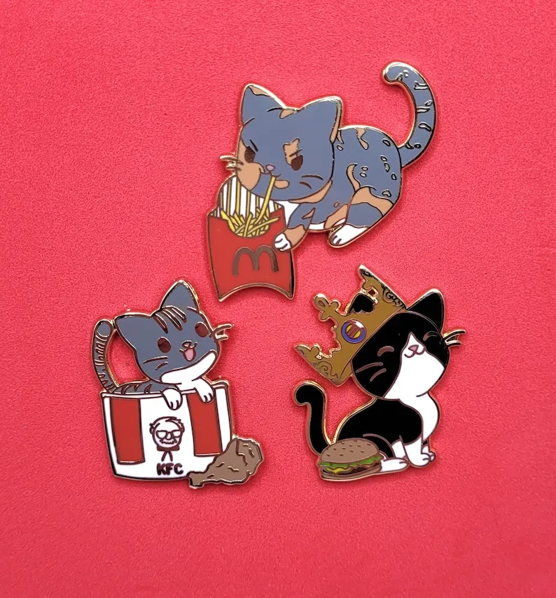 Fast Food Cat Enamel Pin Fries