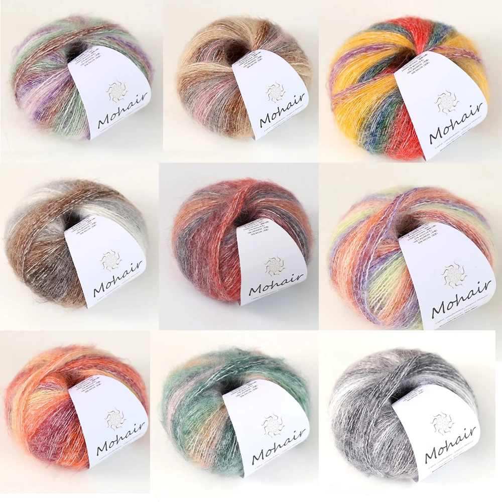 1pc Mohair Soft Cotton Yarn Gradient Color Yarn Thread Dyed Wool Yarn for Sweaters Scarves Hats Hand Knitting Yarn
