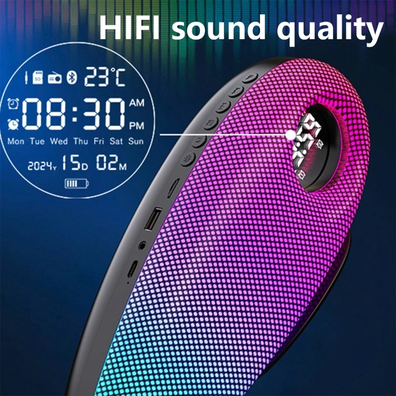 QX2B 호환 휴대용 스피커(HiFi 사운드 디지털 디스플레이 데이터 시간 포함)