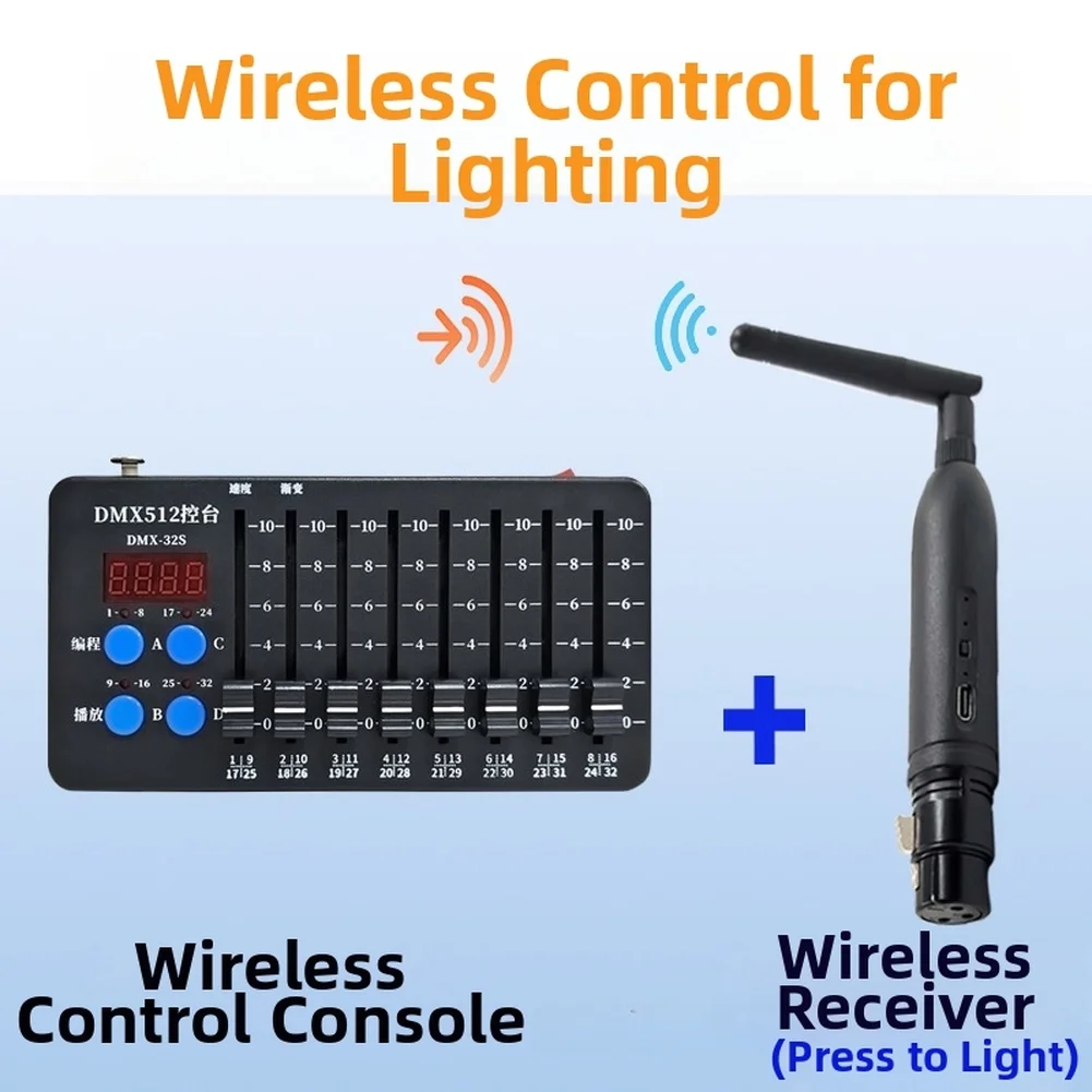 32-Channel Control Wireless Programmable Controller Rechargeable For DMX512 Signal Management For DJs And Stage Lighting