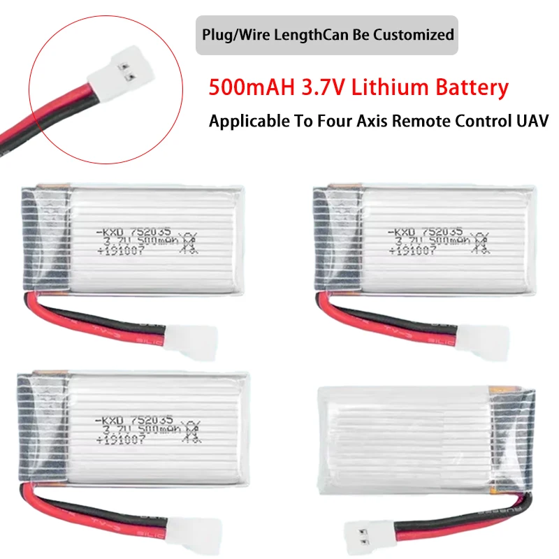 RC Aircraft Backup Batteries 3.7v 500mah 250mah 160mah Rechargeable Lithium-Ion Batteries For RC SU57 Mige530 FX620 FX820 F22