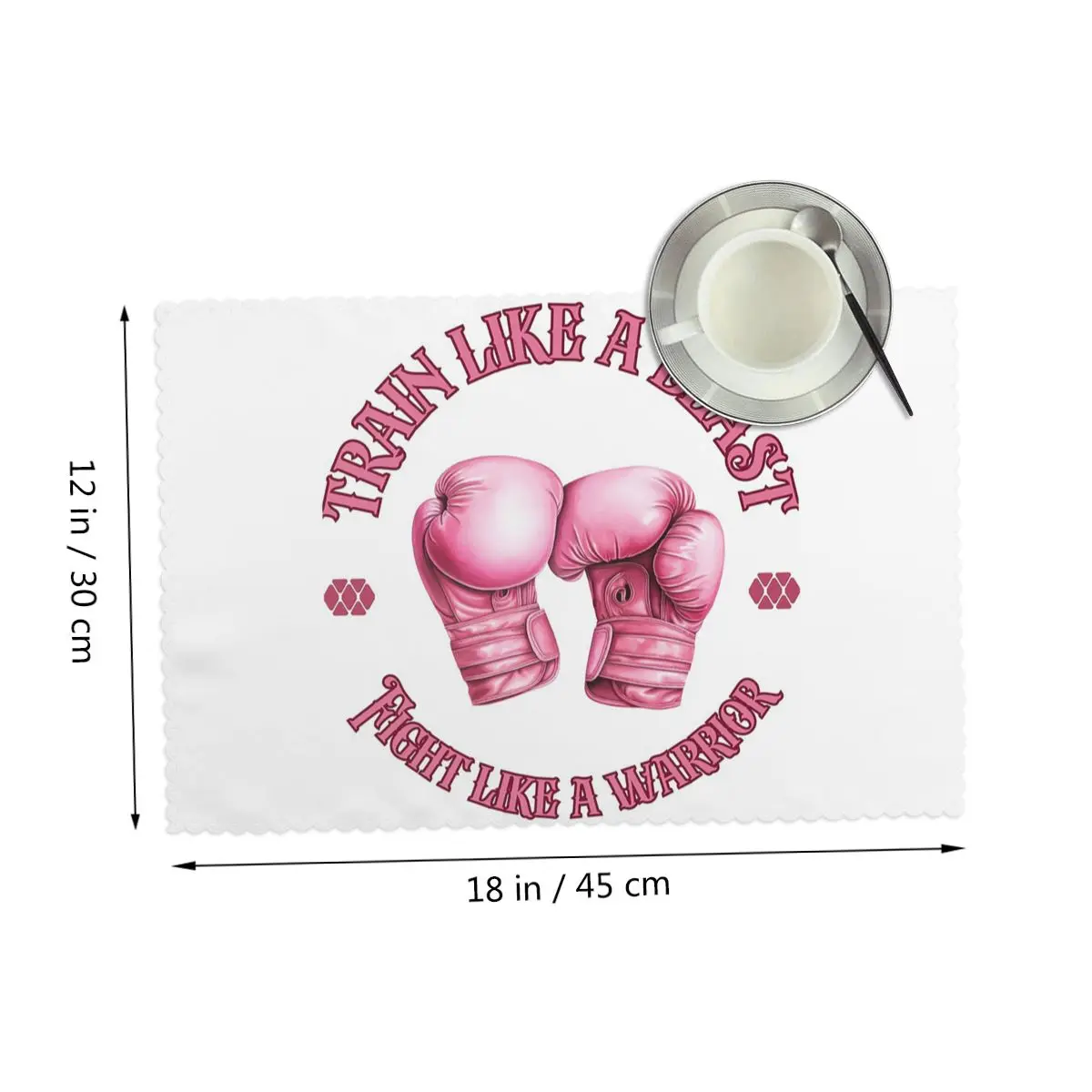 Train Like A Beast Fight Like A Warrior Boxing Gloves Placemat Non-Slip Plate Mat for Dining Table Bowl Coaster Absorbent Mats