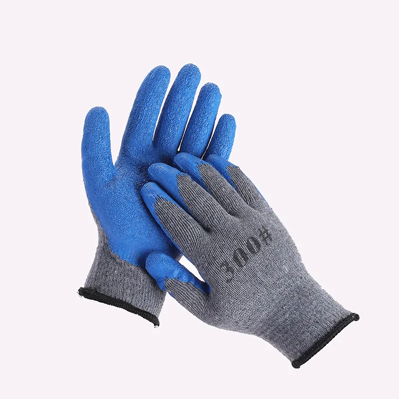 Cotton Yarn Latex Wrinkled Coated Dipped Safety Work Hand Protection Glove For Gardening Household Construction
