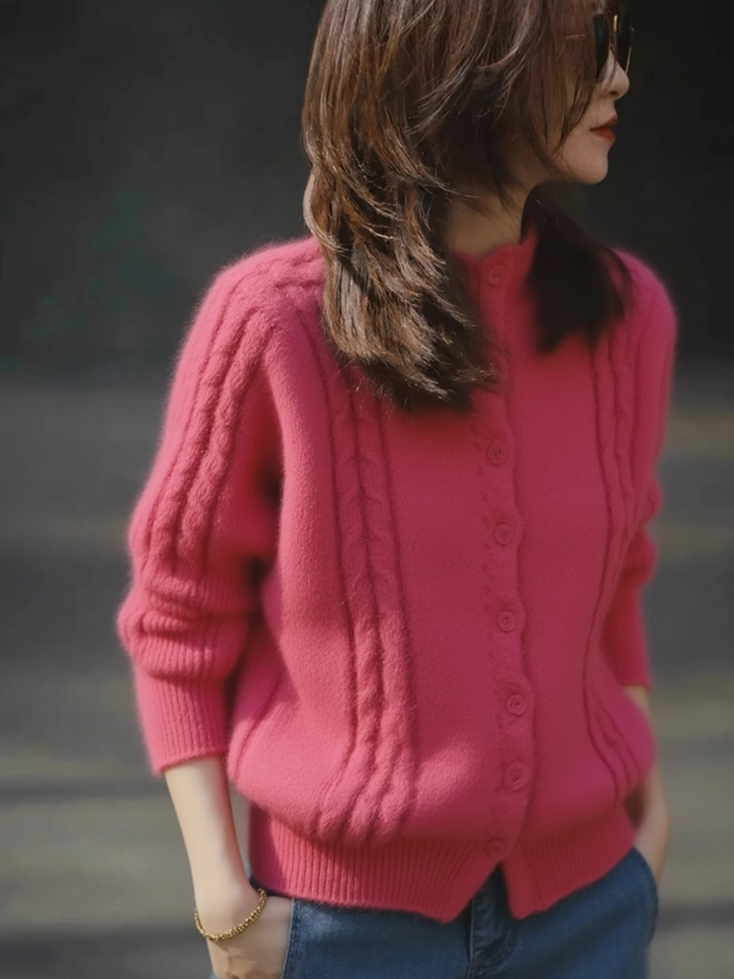 

Вязаный кардиган Ele Long Sve с цветочным узором, мягкий, универсальный, для женщин, для повседневной носки, зимний, стандартный крой