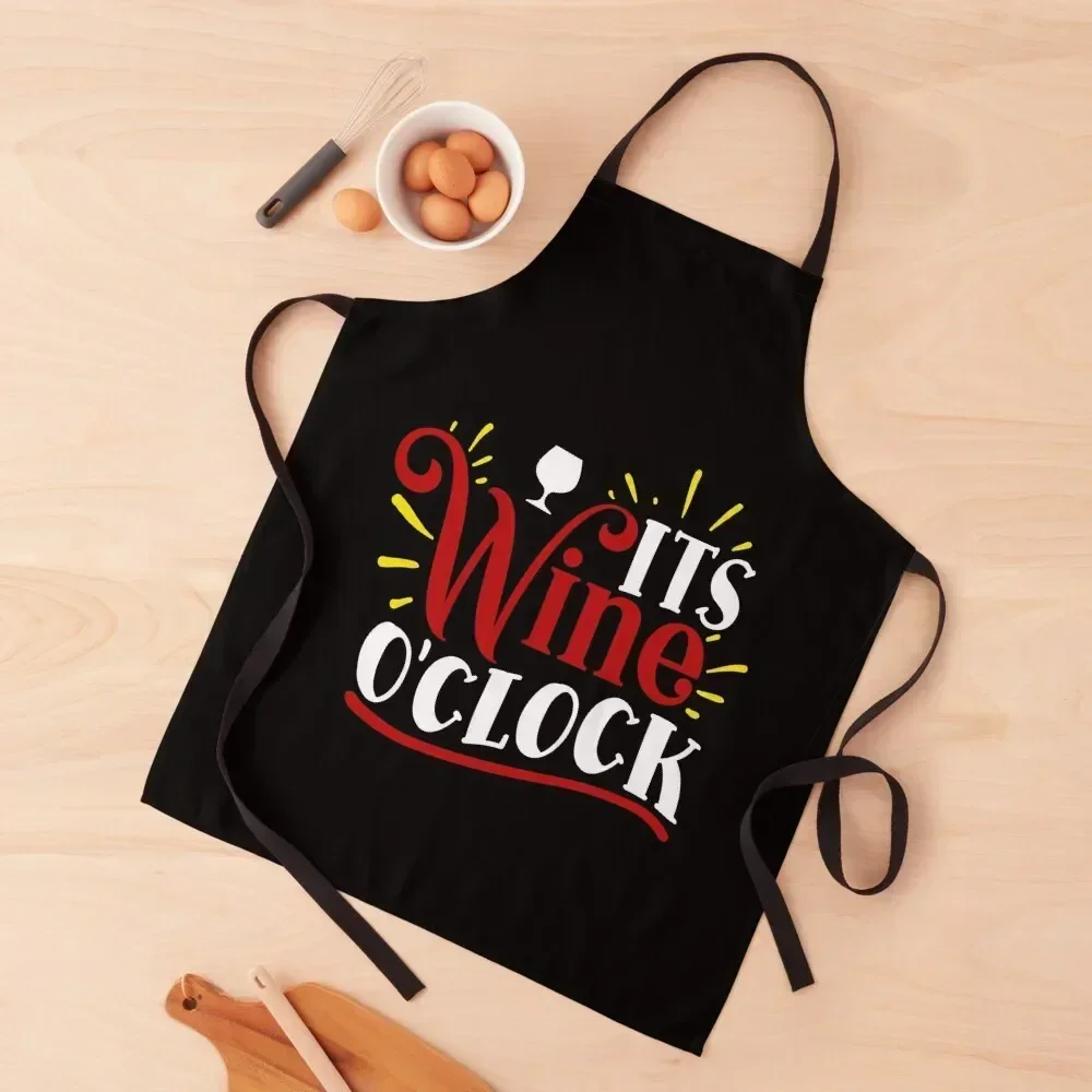 

It's Wine O'Clock Funny Drinking Apron nail tech supplies for women with pocket Kitchen on the wall Kitchen Items Apron