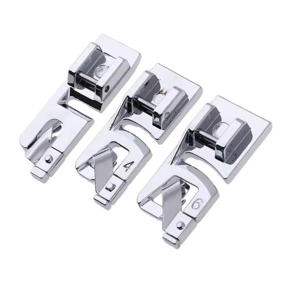 3mm 4mm 6mm Rolled Hem Presser Foot Household Compatible Multiple Widths Sewing Machine Presser Foot Metal Construction