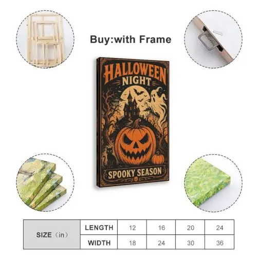 Inner Framed Halloween Wall Decor Spooky Haunted House Vintage Retro Art