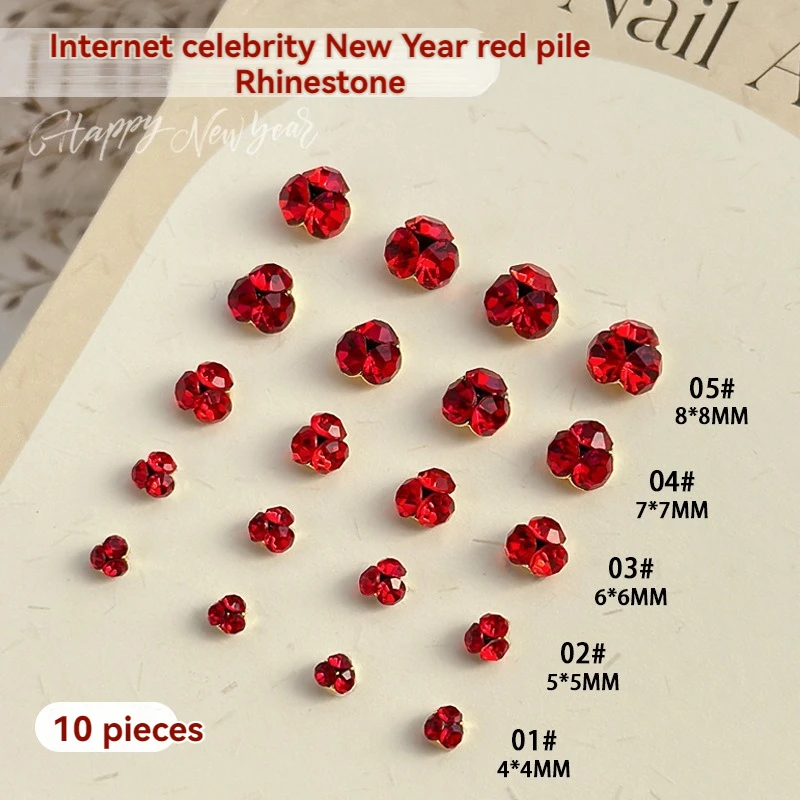 

30PCS Exquisite Big Red Rose Mini Pile Diamond Stack Crystal Nail Art Rhinestones Decorations Manicure Ornaments 4-8mm