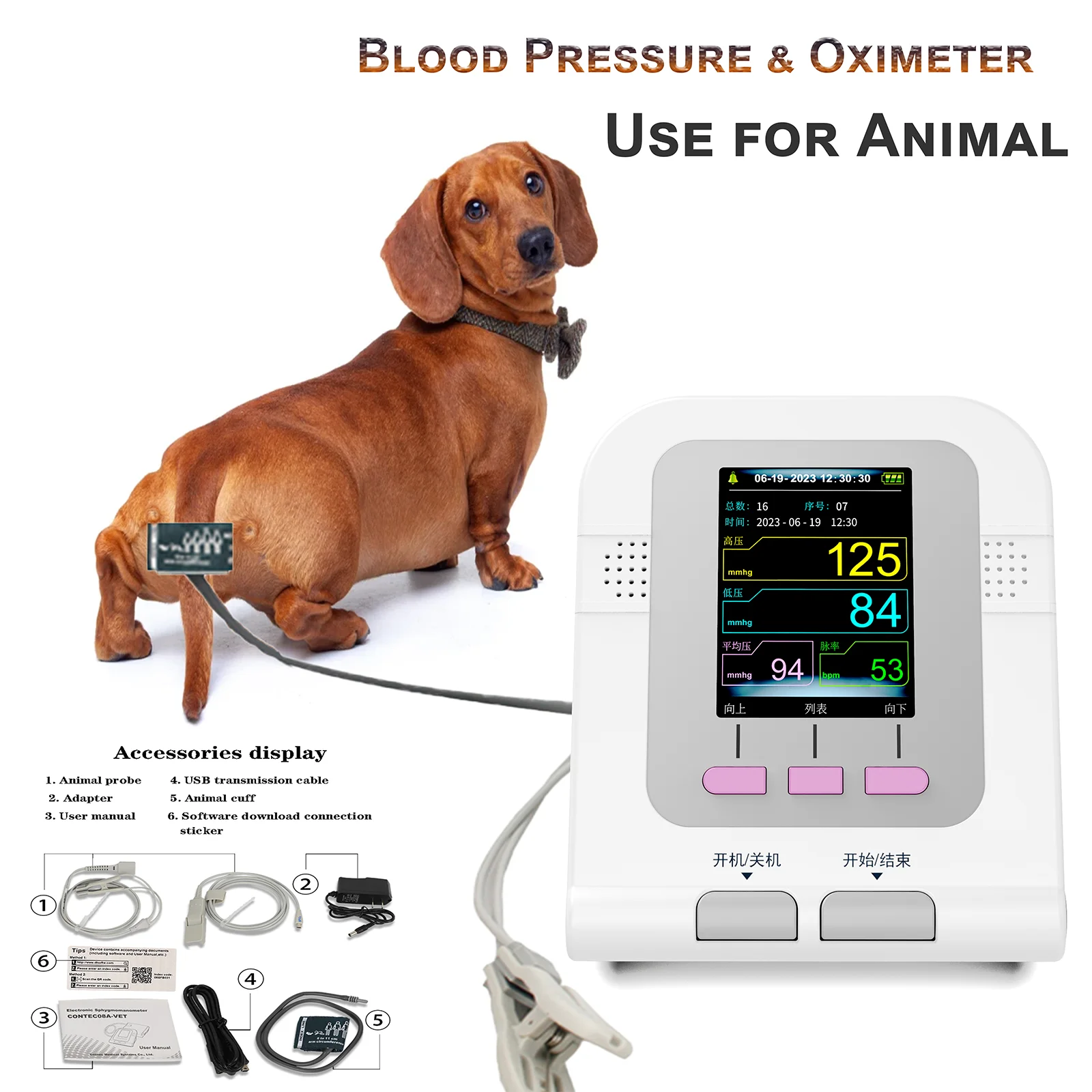 Pet blood Pressure Monitor, Connected to the Computer to always Detect the Pet\'s Physical Condition, Monitor