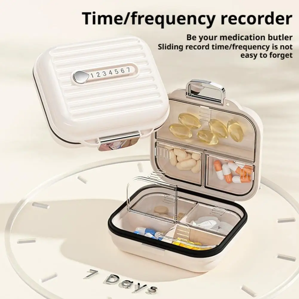 Portable Travel Pill Organizer 7 Day Weekly 3 Times A Day Sealed Light Moisture Proof Medicine Box for Outdoor Daily Use Storage