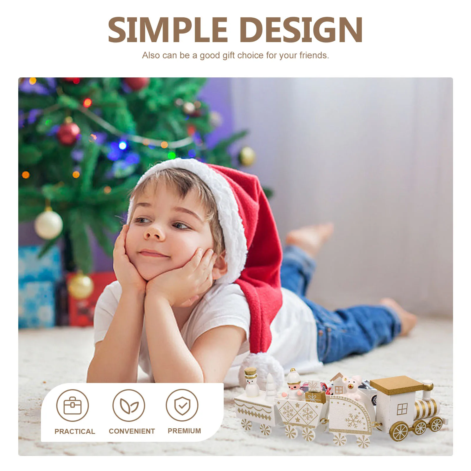 

Wooden Christmas Train Decoration Tabletop Kids Party Ornament Desktop Xmas Adornment Craft Train Decor Home Holiday Family
