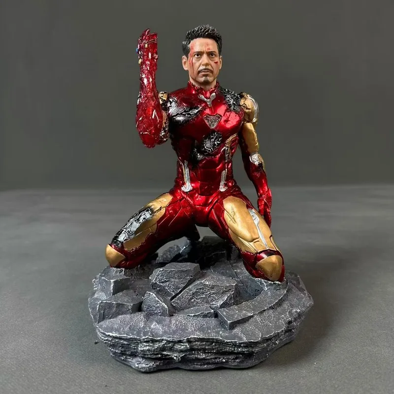 Marvel Avengers High-Quality GK Action Figure Iron Man MK85 Battle-Damaged Kneeling Snap Finger Statue Display Toy Collectible