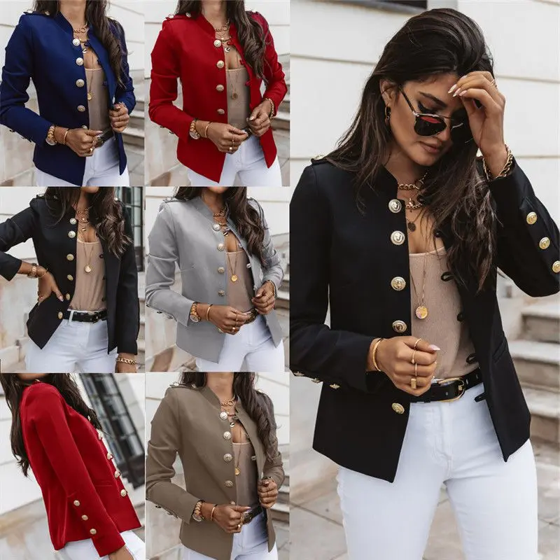 

Slim Fit ort Jaet с длинными рукавами Женское пальто на пуговицах для поездок на работу Sle Regular Sve Length round Ne Pure Color