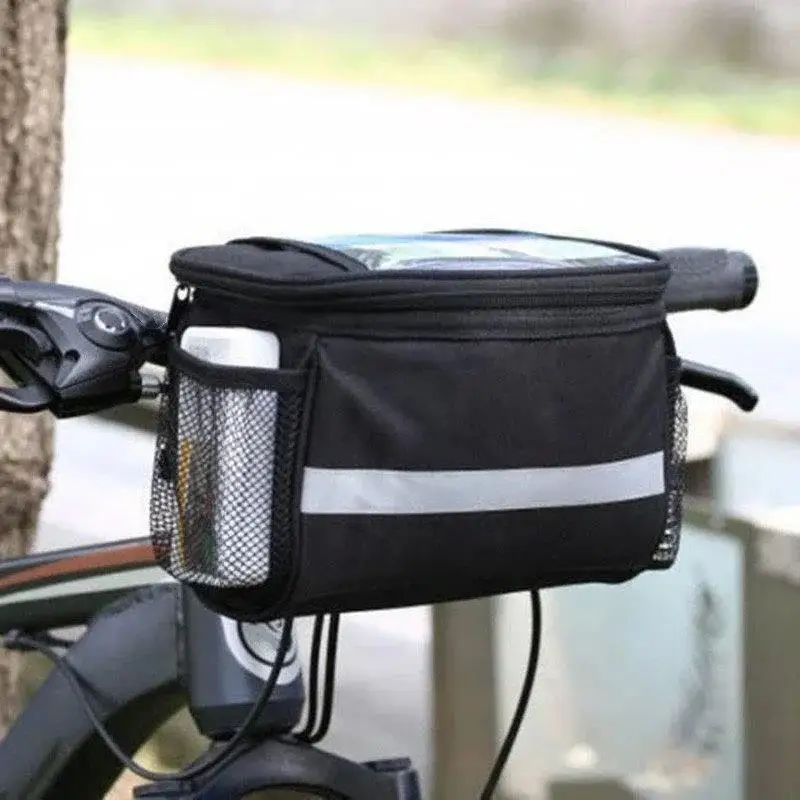 Bicycle Front Handlebar Bag Outdoor Cycling Bike Phone Mount Bags Bike MTB with Reflective Strip Front Bag Handlebar Bag
