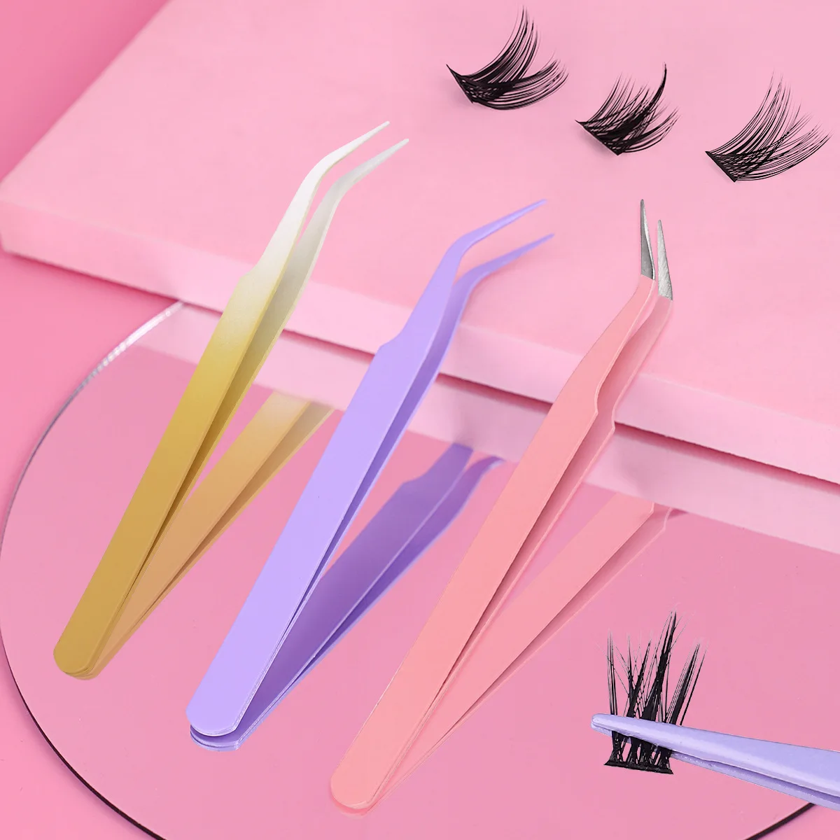 DIY رمش تمديد الملقط الفولاذ المقاوم للصدأ خفيفة الوزن دائم عبر الحدود أداة ماكياج الإناث // * #6