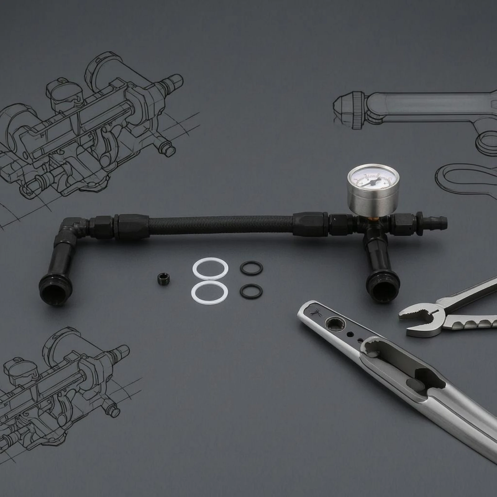 Dual Feed Carb Fuel Line Black Finish twinFeed Fuel Line Auto Part Adapter Fitting Sealing Rings