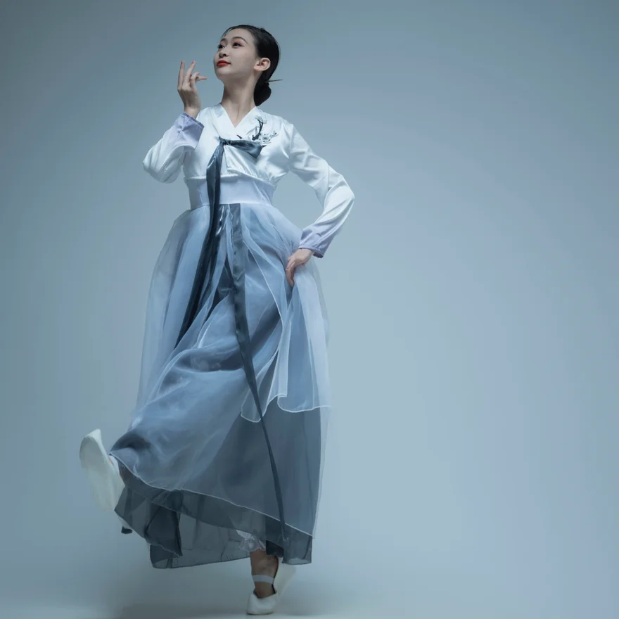 Traje de danza tradicional coreana Ele, nueva falda Sle para mujer, traje de práctica de actuación en escenario etéreo Dain