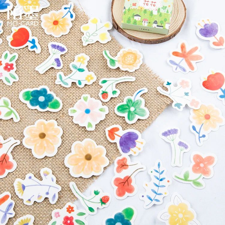 46 Pcs/Set Beautiful Spring Fowers Decorative Stickers DIY Scrapbooking Label Stickers