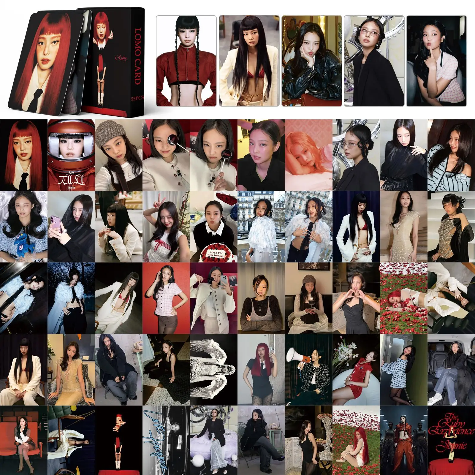 55Pcs/Box Kpop RUBY LIKE JENNIE SOLO Lomo Card New Ablum HD Photo Print Pictures Photocard for Fans Collection Postcards Gifts