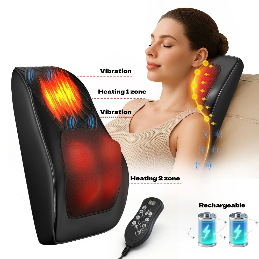 

Back Massager with 2 Heat Zone 3D Kneading Vibration Massage Back Pillow Shoulder Leg Christmas Gifts for Men Women Mom Dad Home