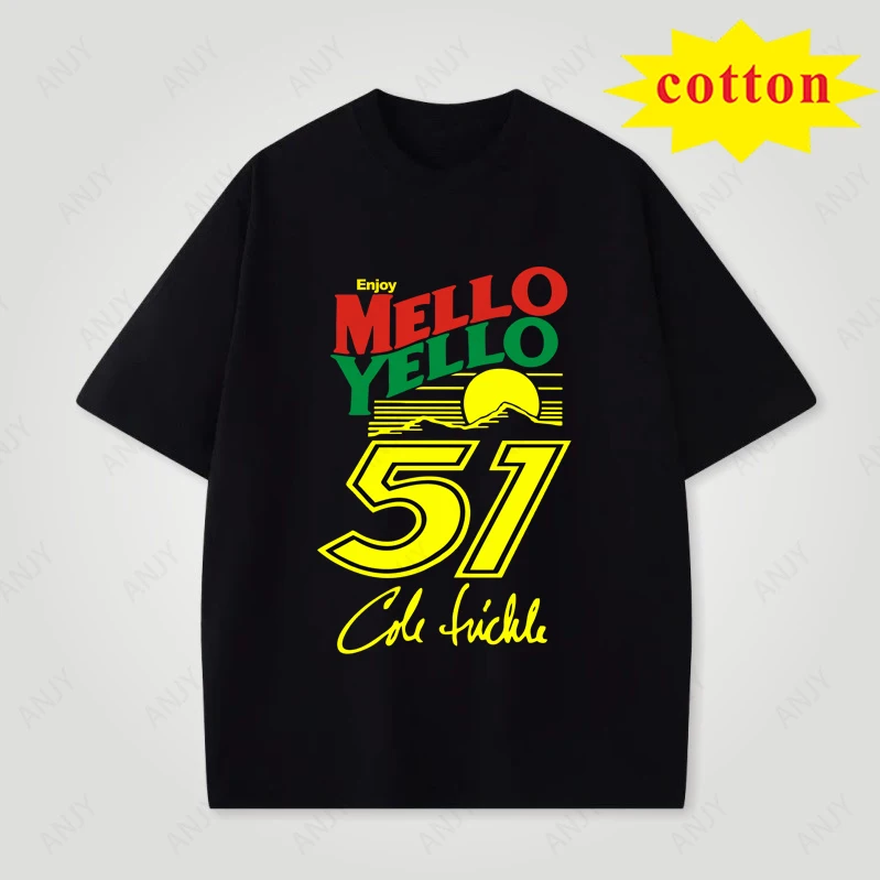 Days of Thunder Cole Trickle No. 51 Mello Yello Printed Short Sleeve American Retro Racing Cotton T-shirt