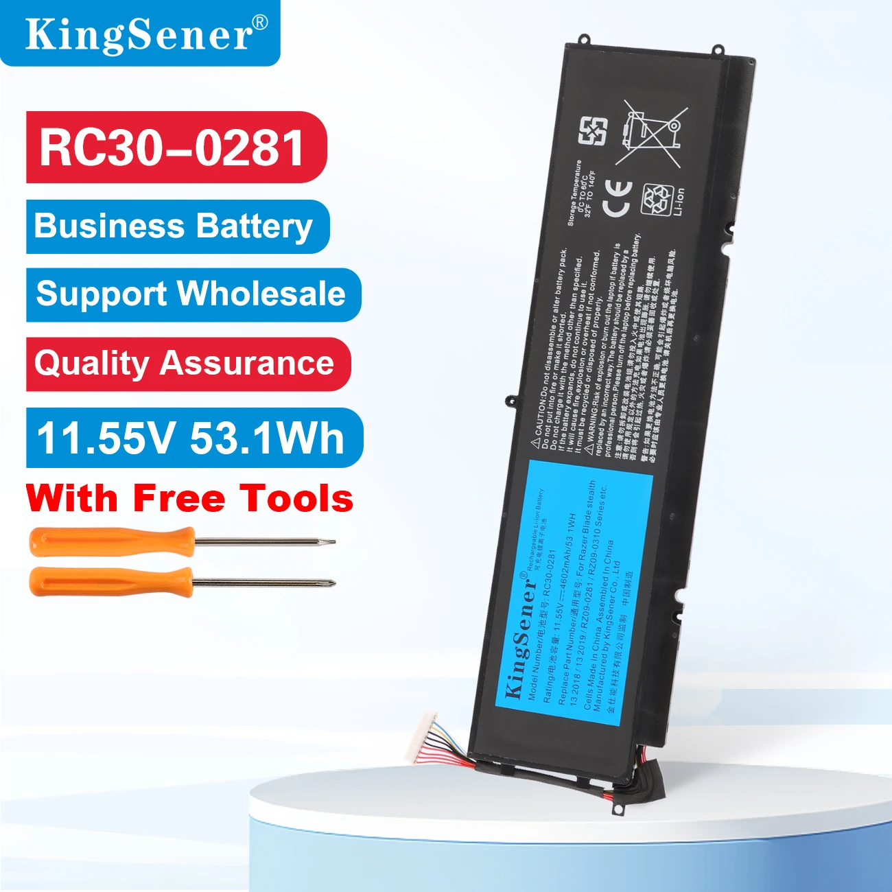 KingSener RC30-0281 Laptop Battery for Razer Blade Stealth 13 Stealth13 2018 2019 GTX 1650 Max-Q RZ09-03102E52-R3U1 4602mAh