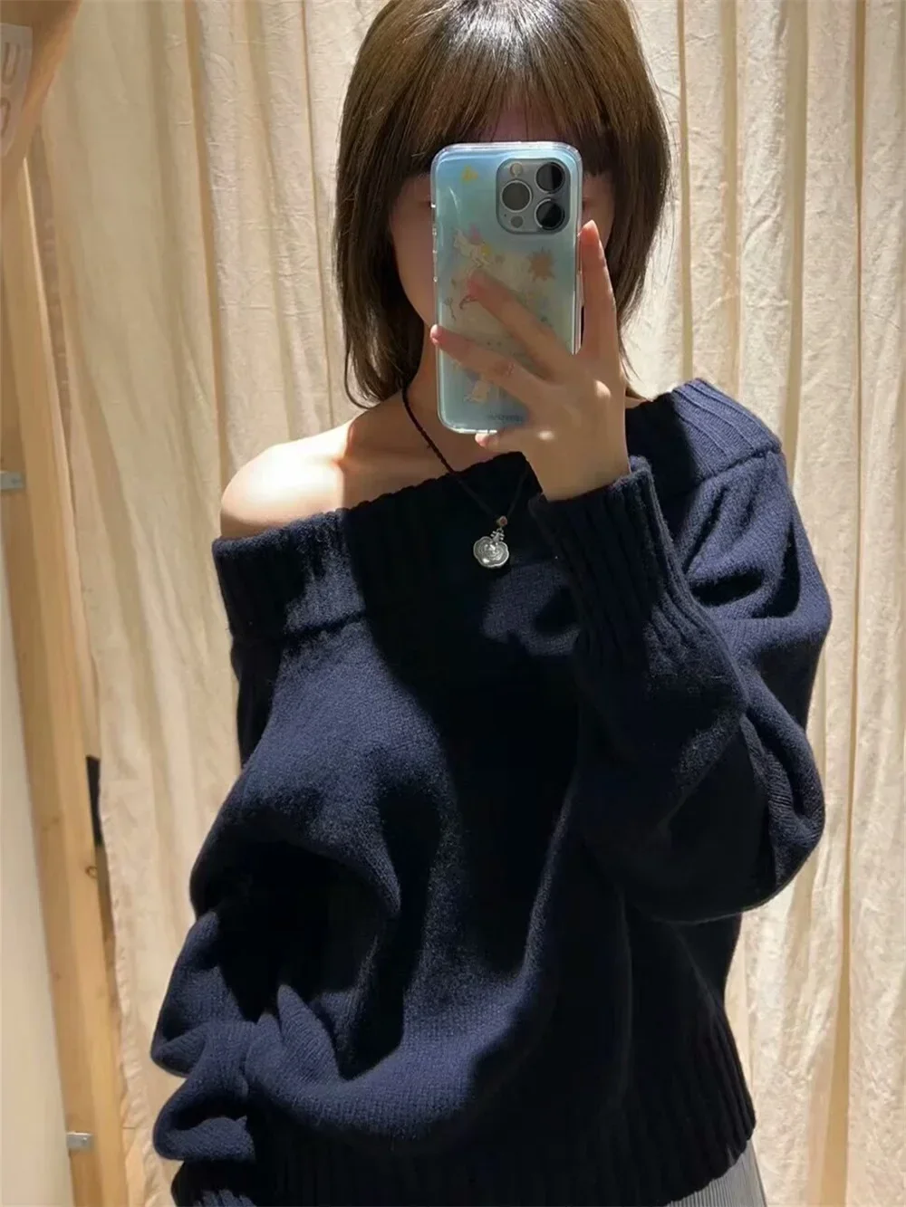 Women Sweater 2023 Fashion Winter Ladies Casual Comfortable Long Sleeves One-Shoulder Solid Sweater For Women's Sweater