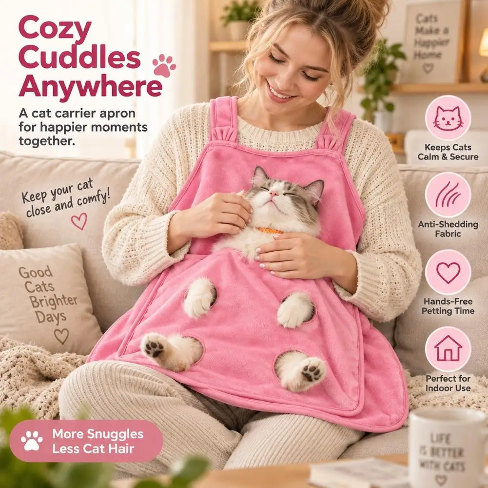 Coral Fleece Cat Apron Anti-Hair Cat Holding Pouch Pocket Soft Warm Pet Carrying Vest Clothes With Open Legs For Home